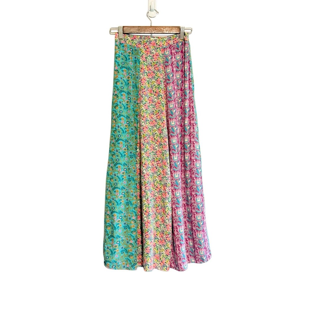 Natural Life Floral Patchwork Maxi Skirt Boho Peasant Hippie Festival Pull On XS